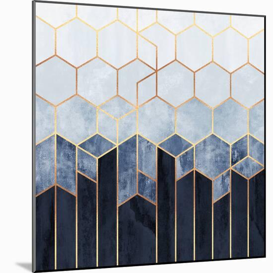 Soft Blue Hexagons-Elisabeth Fredriksson-Mounted Giclee Print