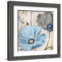 Soft Floral Blue Gray-Jace Grey-Framed Art Print