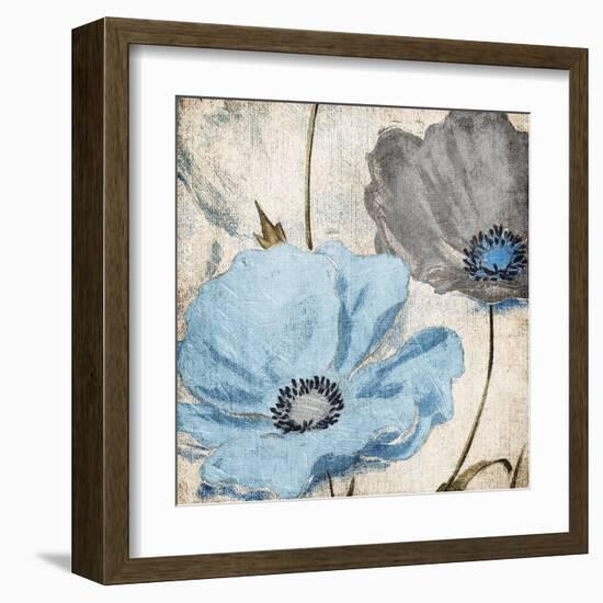 Soft Floral Blue Gray-Jace Grey-Framed Art Print