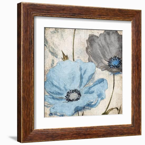 Soft Floral Blue Gray-Jace Grey-Framed Art Print