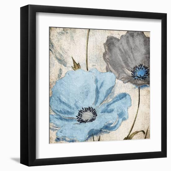 Soft Floral Blue Gray-Jace Grey-Framed Art Print