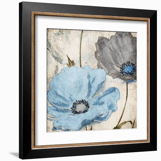 Soft Floral Blue Gray-Jace Grey-Framed Art Print