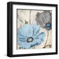 Soft Floral Blue Gray-Jace Grey-Framed Art Print
