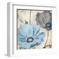 Soft Floral Blue Gray-Jace Grey-Framed Art Print