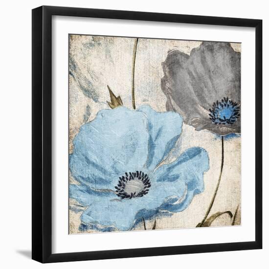 Soft Floral Blue Gray-Jace Grey-Framed Premium Giclee Print