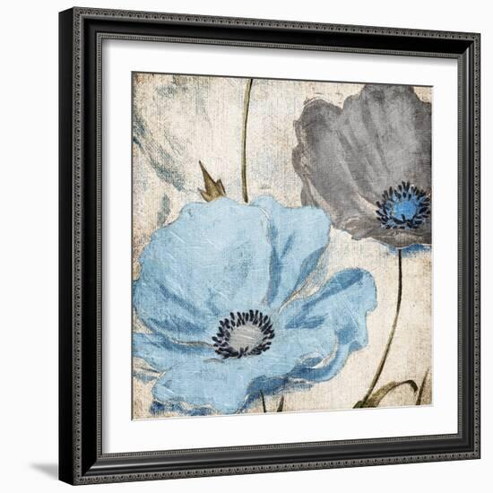 Soft Floral Blue Gray-Jace Grey-Framed Premium Giclee Print