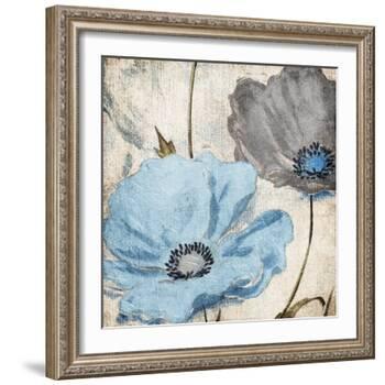 Soft Floral Blue Gray-Jace Grey-Framed Art Print