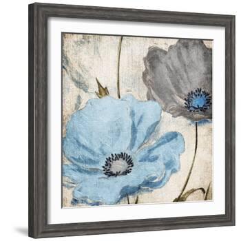 Soft Floral Blue Gray-Jace Grey-Framed Art Print