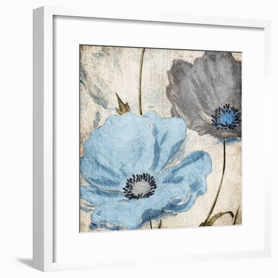 Soft Floral Blue Gray-Jace Grey-Framed Art Print