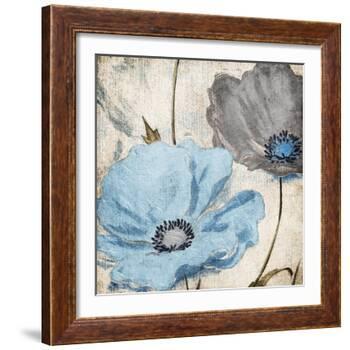 Soft Floral Blue Gray-Jace Grey-Framed Art Print