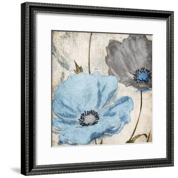 Soft Floral Blue Gray-Jace Grey-Framed Art Print