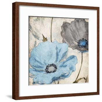 Soft Floral Blue Gray-Jace Grey-Framed Art Print