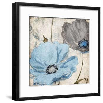 Soft Floral Blue Gray-Jace Grey-Framed Art Print