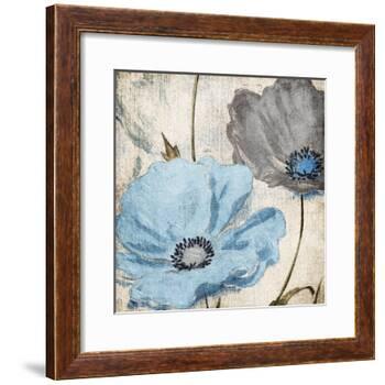 Soft Floral Blue Gray-Jace Grey-Framed Art Print