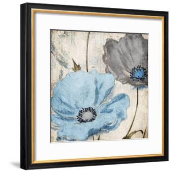 Soft Floral Blue Gray-Jace Grey-Framed Art Print