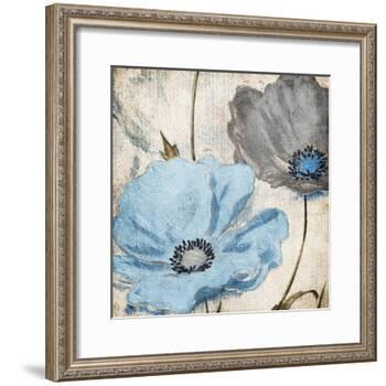 Soft Floral Blue Gray-Jace Grey-Framed Art Print