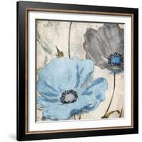 Soft Floral Blue Gray-Jace Grey-Framed Art Print