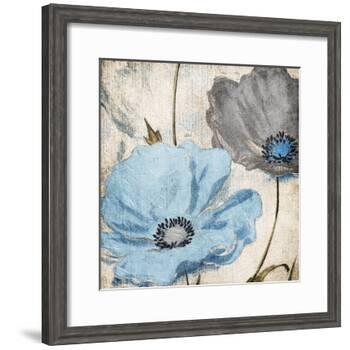 Soft Floral Blue Gray-Jace Grey-Framed Art Print