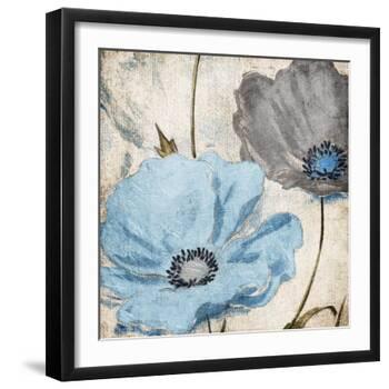 Soft Floral Blue Gray-Jace Grey-Framed Art Print
