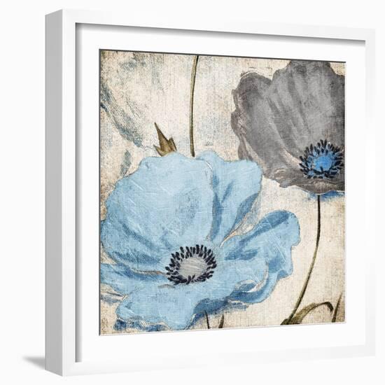 Soft Floral Blue Gray-Jace Grey-Framed Art Print