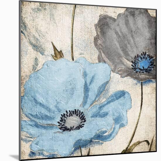 Soft Floral Blue Gray-Jace Grey-Mounted Art Print