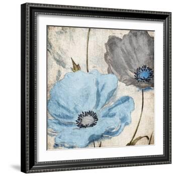 Soft Floral Blue Gray-Jace Grey-Framed Art Print