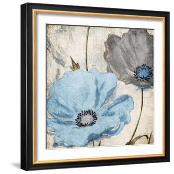 Soft Floral Blue Gray-Jace Grey-Framed Art Print