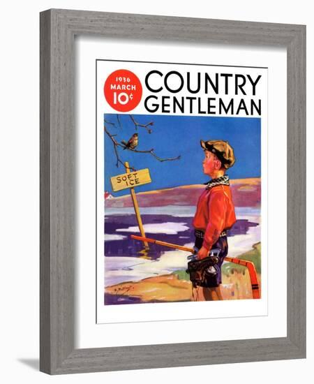 "Soft Ice," Country Gentleman Cover, March 1, 1936-Henry Hintermeister-Framed Giclee Print