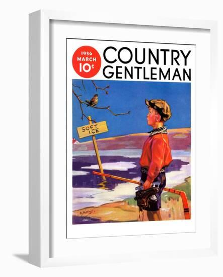 "Soft Ice," Country Gentleman Cover, March 1, 1936-Henry Hintermeister-Framed Giclee Print