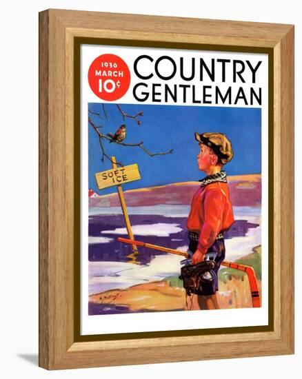 "Soft Ice," Country Gentleman Cover, March 1, 1936-Henry Hintermeister-Framed Premier Image Canvas