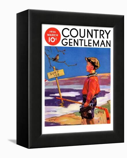 "Soft Ice," Country Gentleman Cover, March 1, 1936-Henry Hintermeister-Framed Premier Image Canvas