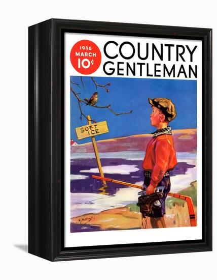 "Soft Ice," Country Gentleman Cover, March 1, 1936-Henry Hintermeister-Framed Premier Image Canvas