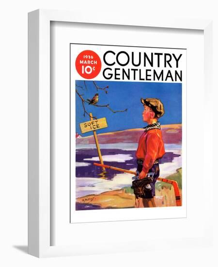 "Soft Ice," Country Gentleman Cover, March 1, 1936-Henry Hintermeister-Framed Giclee Print