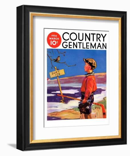 "Soft Ice," Country Gentleman Cover, March 1, 1936-Henry Hintermeister-Framed Giclee Print