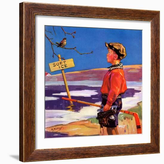 "Soft Ice,"March 1, 1936-Henry Hintermeister-Framed Giclee Print