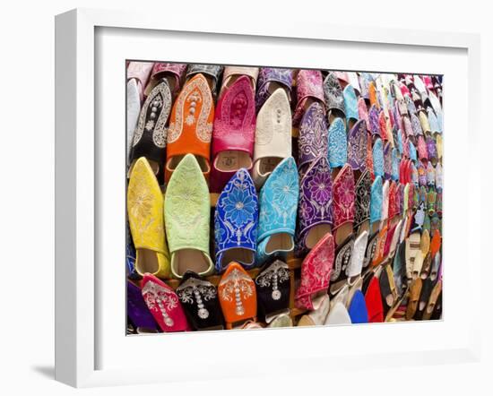 Soft Leather Moroccan Slippers in the Souk, Medina, Marrakesh, Morocco, North Africa, Africa-Gavin Hellier-Framed Photographic Print