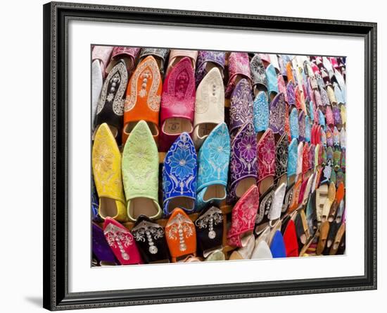 Soft Leather Moroccan Slippers in the Souk, Medina, Marrakesh, Morocco, North Africa, Africa-Gavin Hellier-Framed Photographic Print