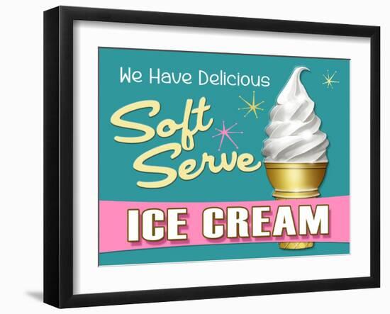 Soft Serve Turquoise-Retroplanet-Framed Giclee Print