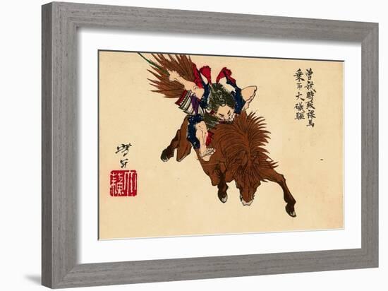 Soga Tokimune Riding on an Unsaddled Horse to Oiso-Yoshitoshi Tsukioka-Framed Giclee Print