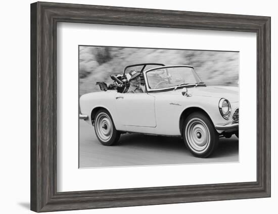 Soichiro Honda Driving Honda Convertible, Tokyo, Japan, 1967-Takeyoshi Tanuma-Framed Photographic Print