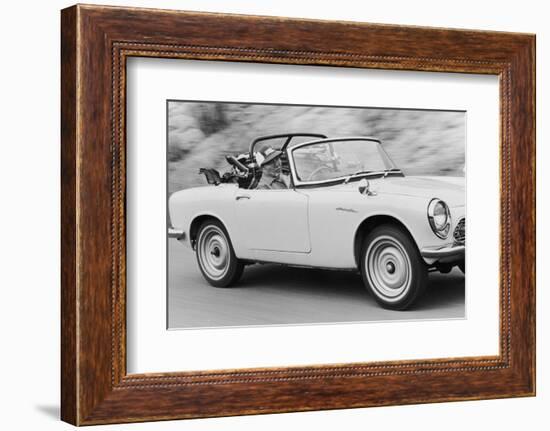 Soichiro Honda Driving Honda Convertible, Tokyo, Japan, 1967-Takeyoshi Tanuma-Framed Photographic Print