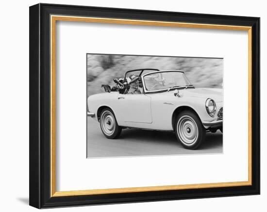 Soichiro Honda Driving Honda Convertible, Tokyo, Japan, 1967-Takeyoshi Tanuma-Framed Photographic Print