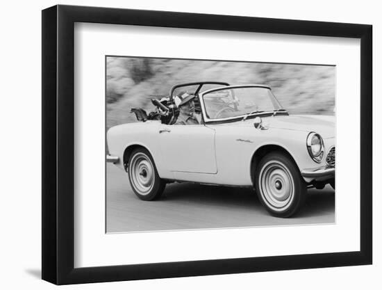 Soichiro Honda Driving Honda Convertible, Tokyo, Japan, 1967-Takeyoshi Tanuma-Framed Photographic Print