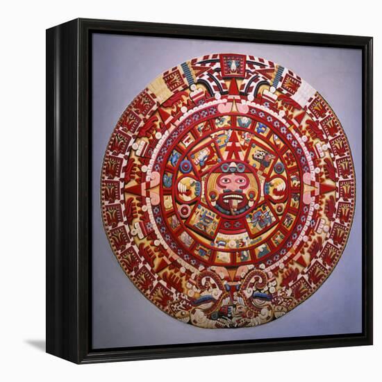 Solar Calendar, Aztec, Mexica Culture (Reconstruction)-null-Framed Premier Image Canvas