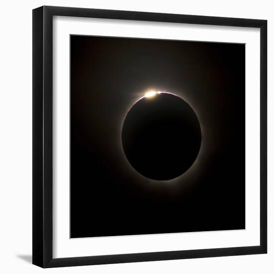 Solar Eclipse with Prominences And Diamond Ring Effect-Stocktrek Images-Framed Photographic Print