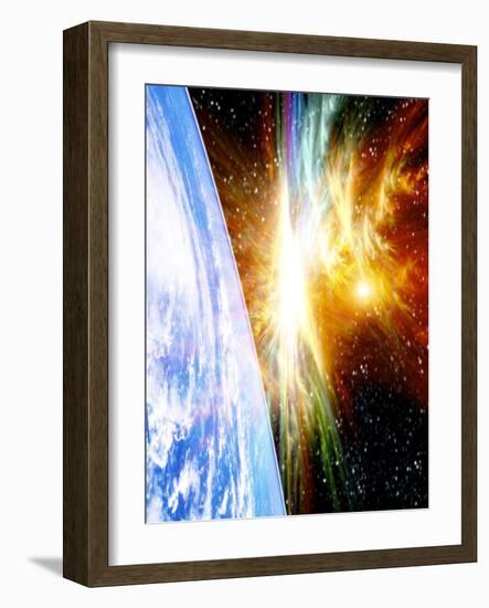 Solar Flare Threatening Earth-Victor Habbick-Framed Photographic Print