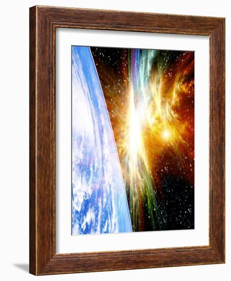 Solar Flare Threatening Earth-Victor Habbick-Framed Photographic Print