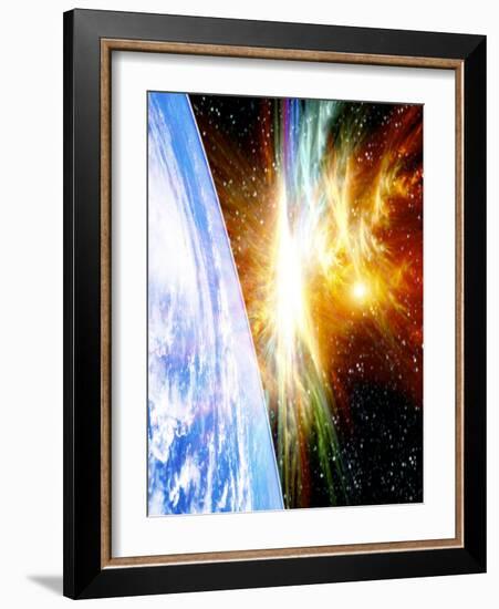 Solar Flare Threatening Earth-Victor Habbick-Framed Photographic Print