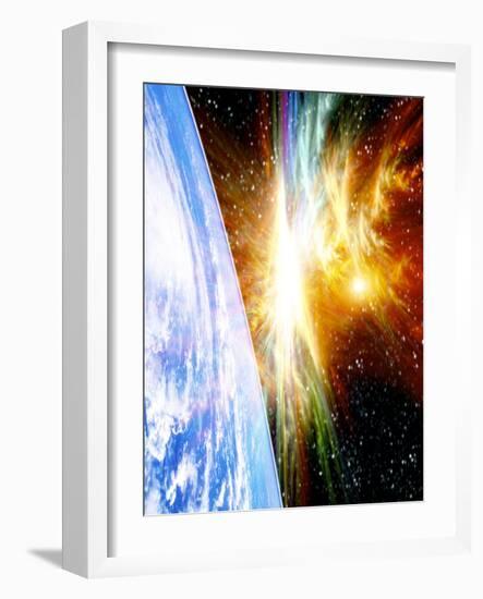 Solar Flare Threatening Earth-Victor Habbick-Framed Photographic Print