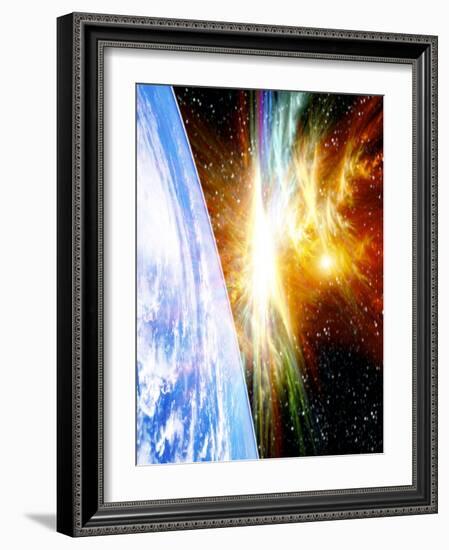 Solar Flare Threatening Earth-Victor Habbick-Framed Photographic Print